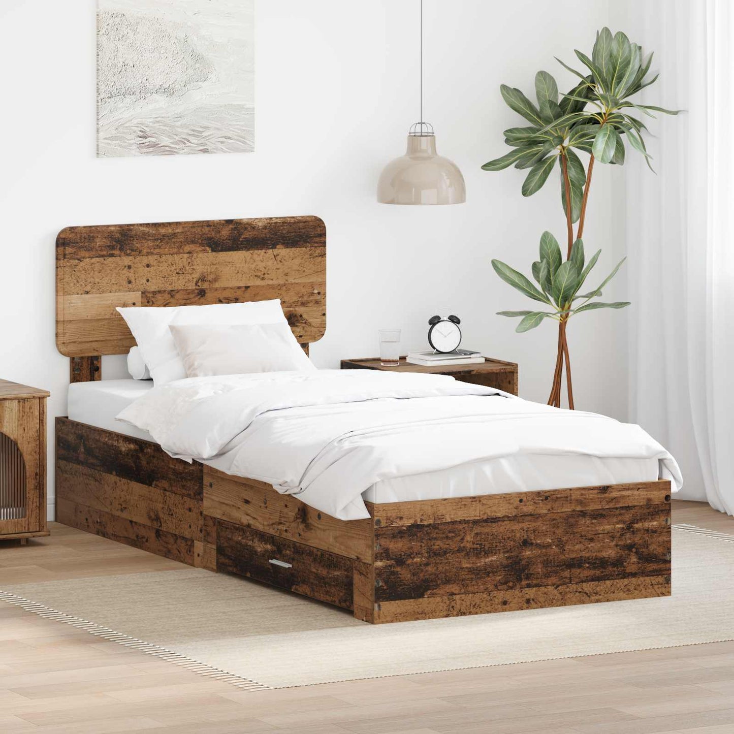 Struttura del letto con testiera Legno vecchio 100 x 200 cm
