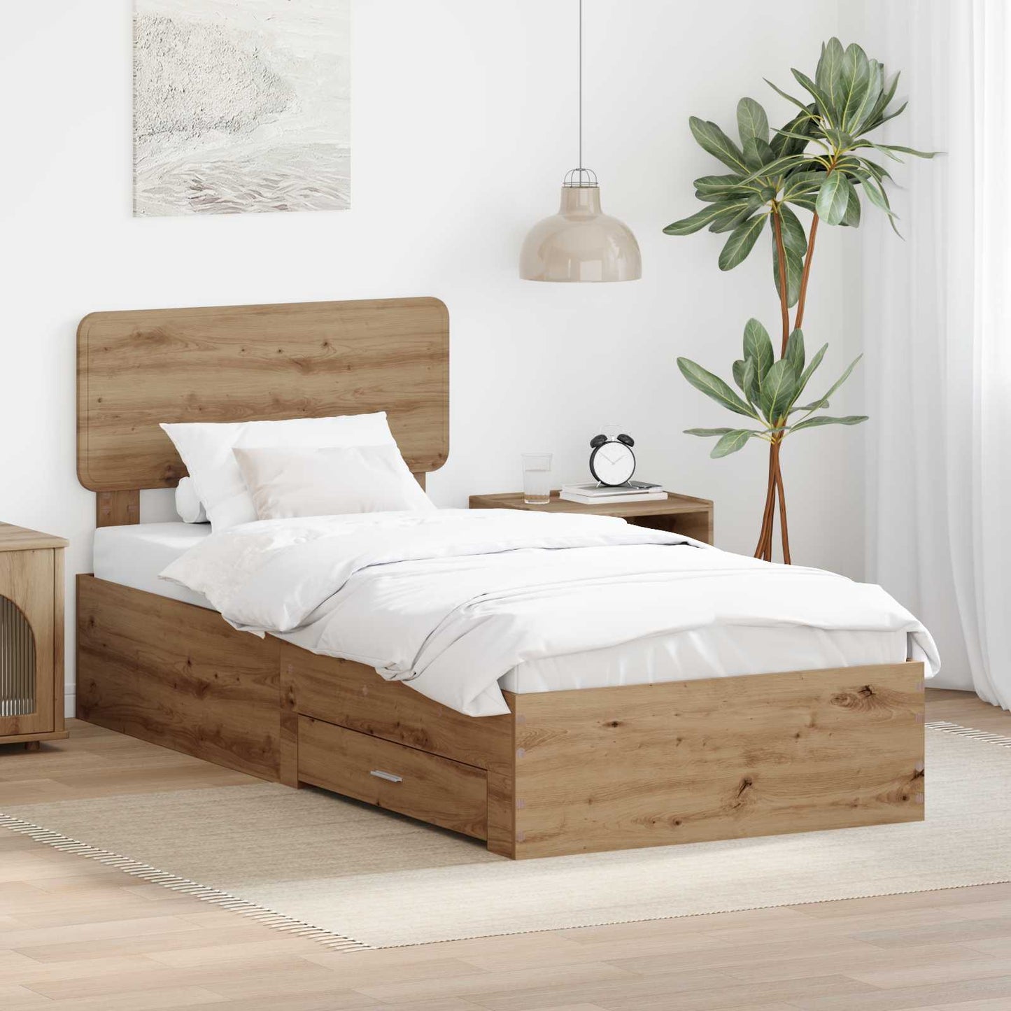 Struttura del letto con testiera Rovere artigianale 90 x 200 cm