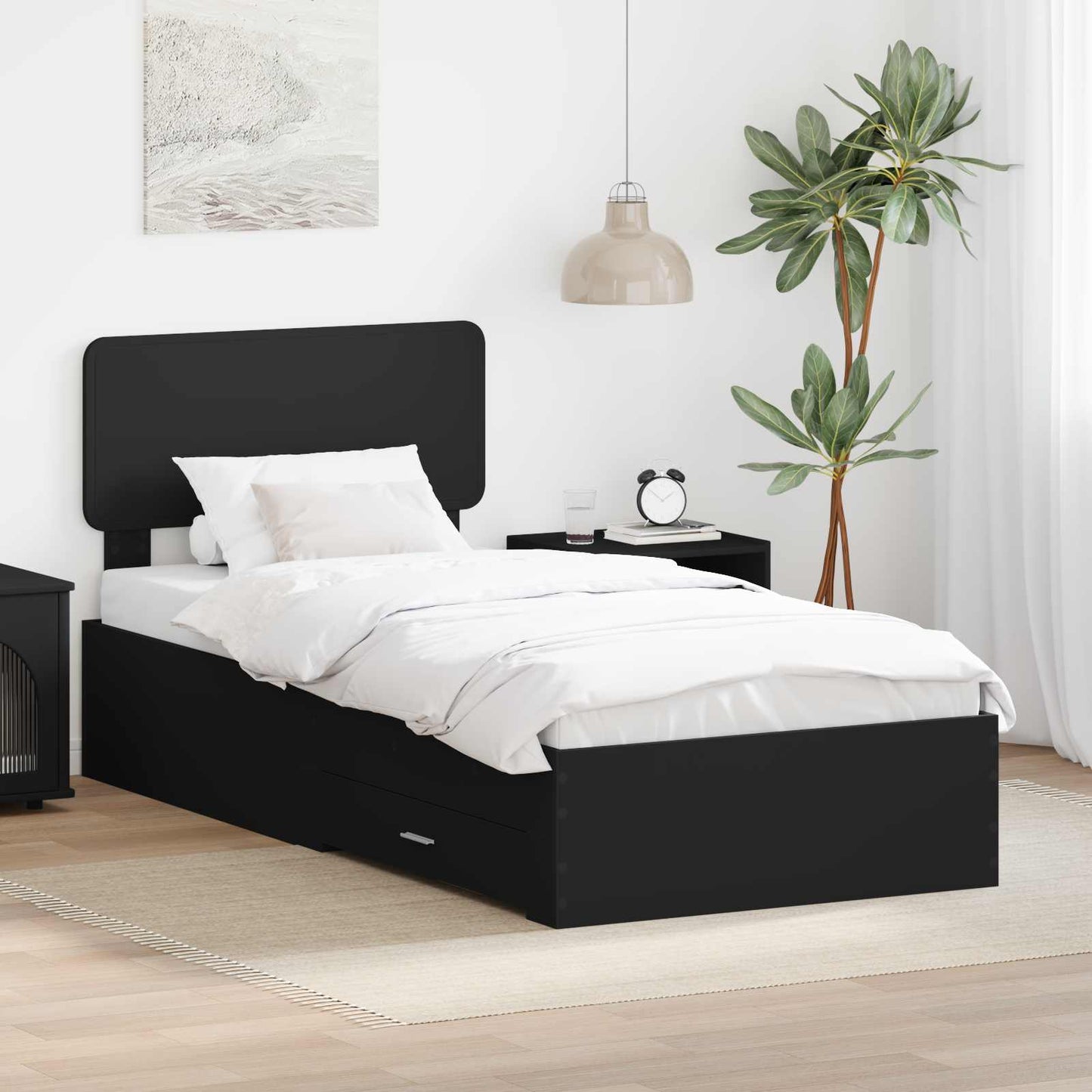 Struttura del letto Nero 75 x 190 cm Legno multistrato
