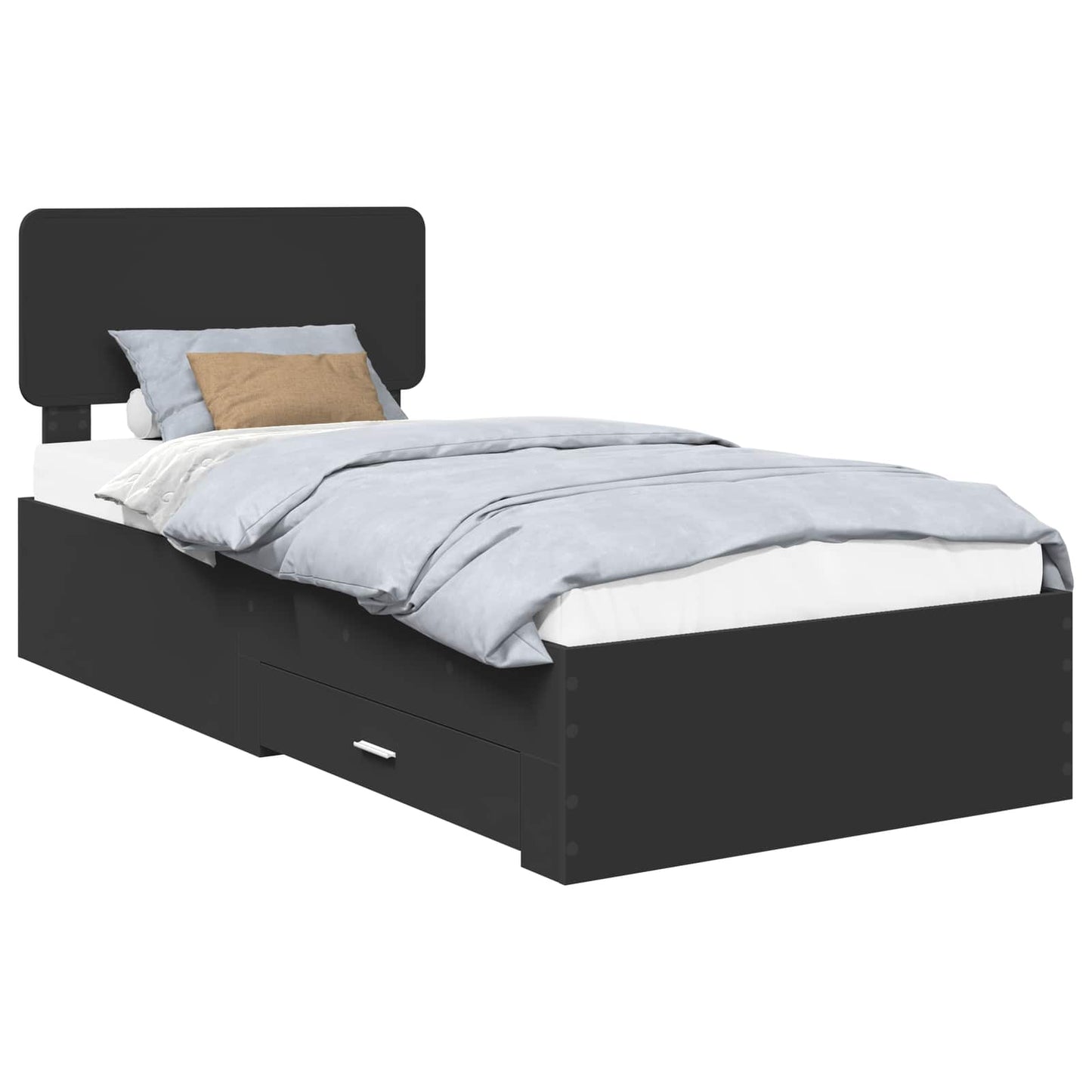 Struttura del letto Nero 75 x 190 cm Legno multistrato