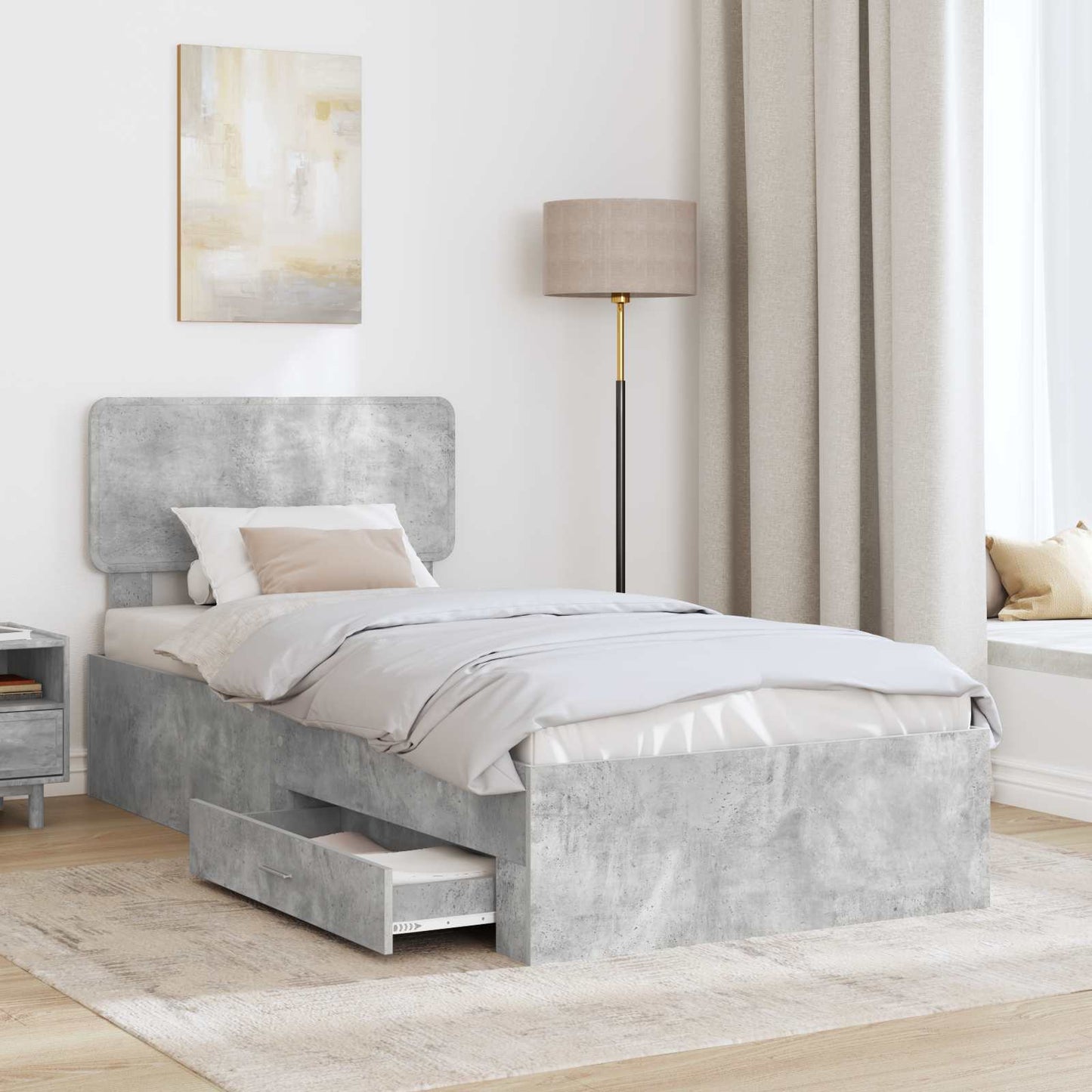 Struttura del letto con testiera Grigio cemento 70 x 190 cm