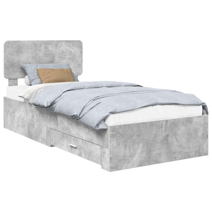 Struttura del letto con testiera Grigio cemento 70 x 190 cm