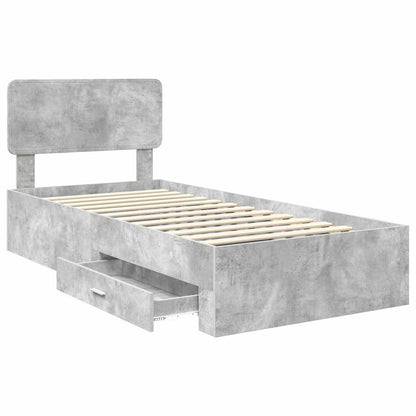 Struttura del letto con testiera Grigio cemento 70 x 190 cm