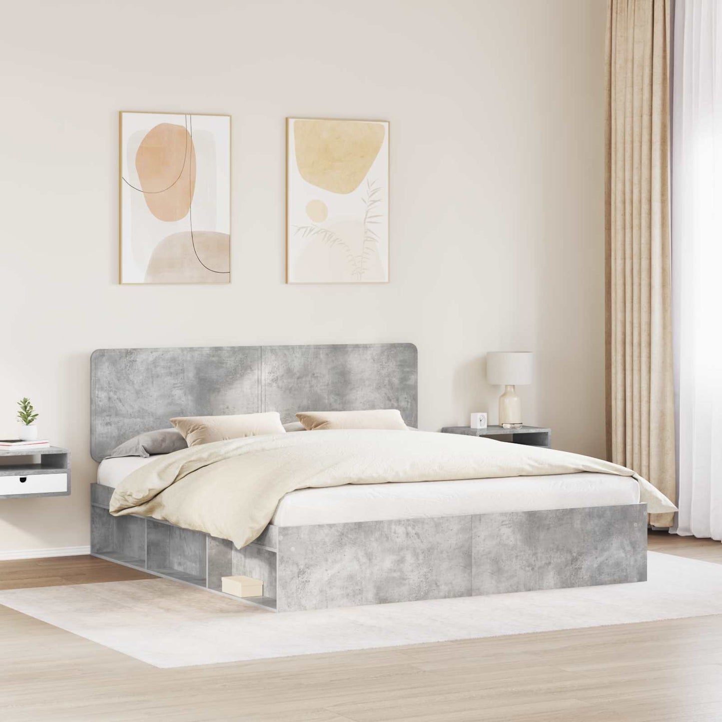 Struttura del letto Calcestruzzo 200 x 200 cm Pino massello
