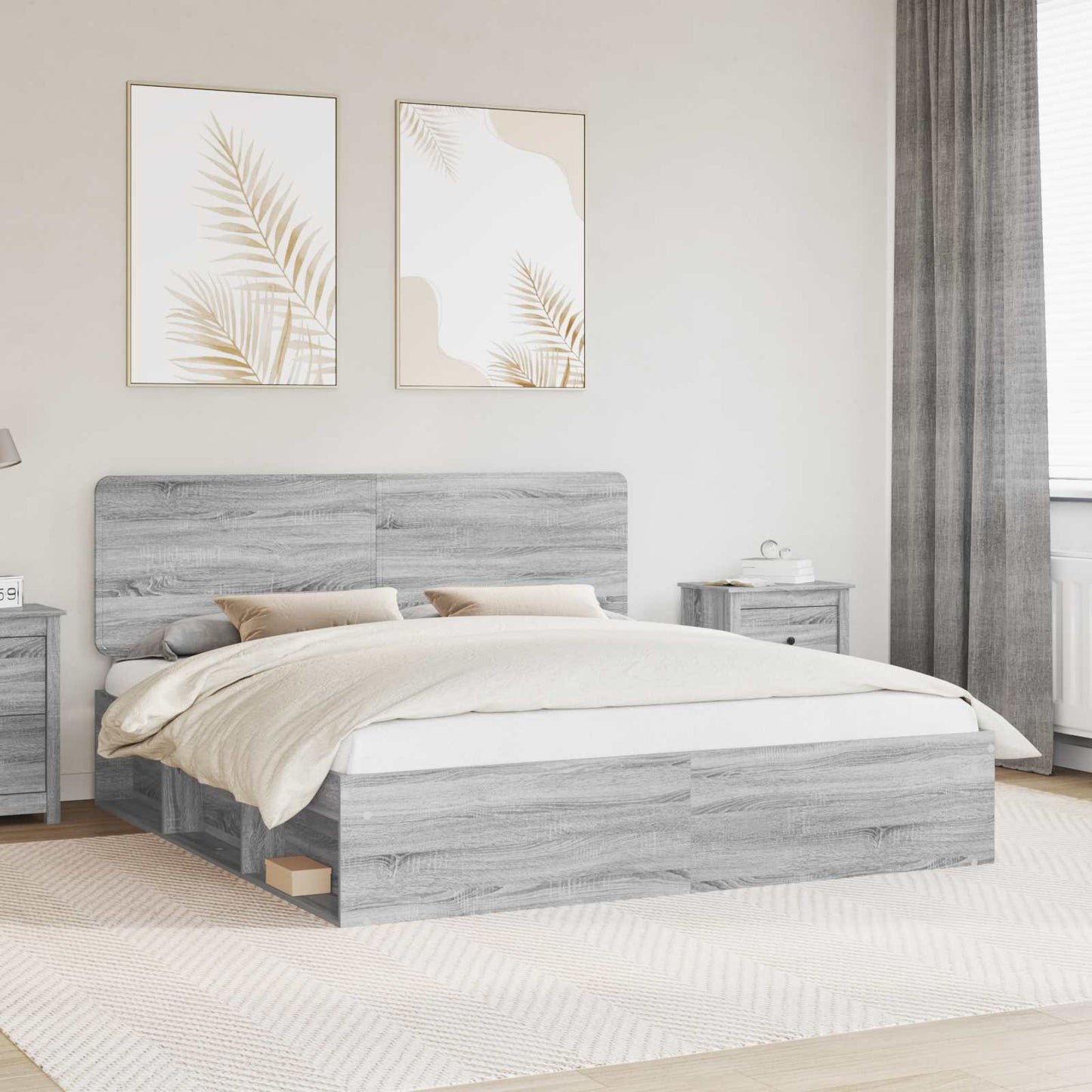 Struttura del letto Grigio Sonoma 200 x 200 cm Pino massello