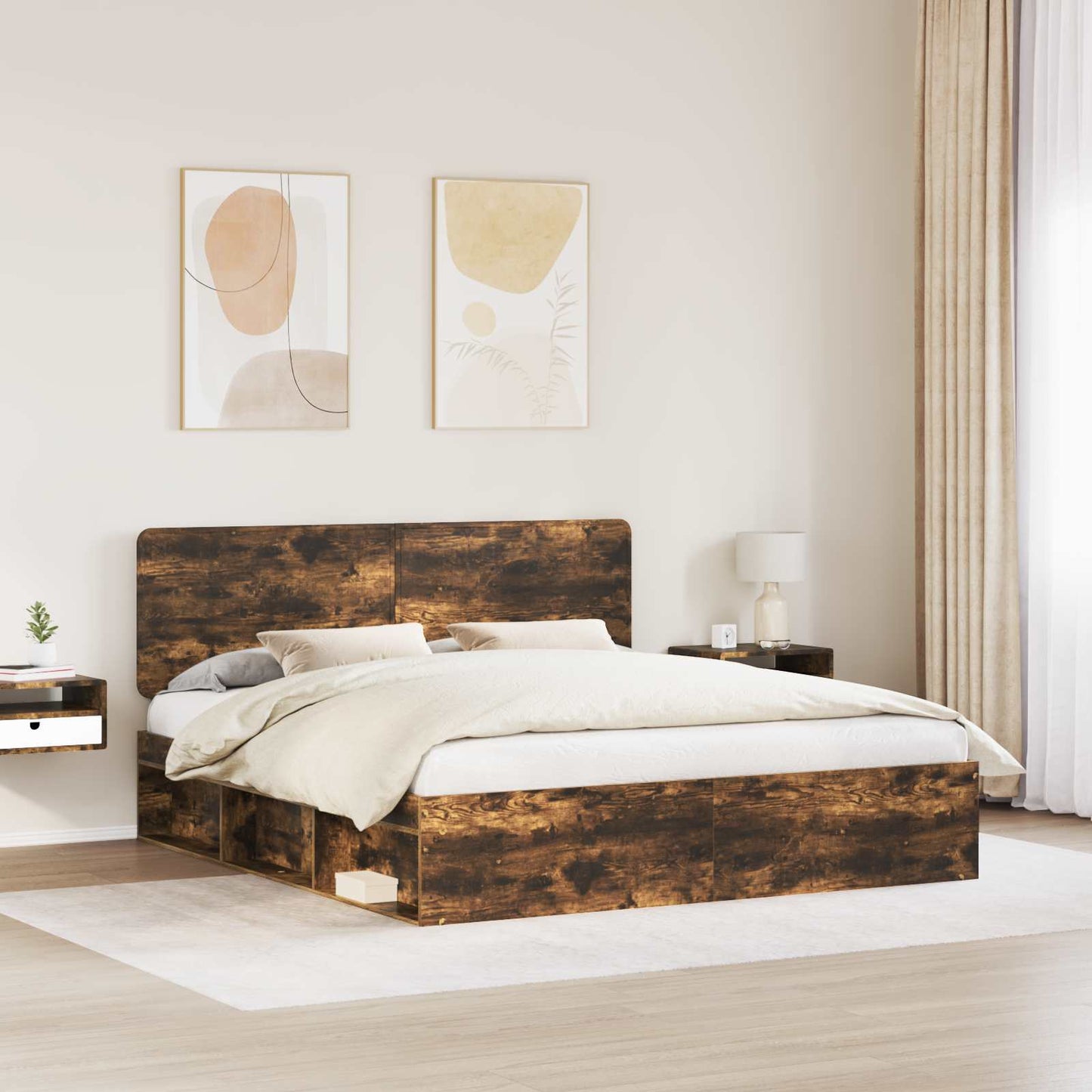 Struttura del letto Rovere fumÃ© 180 x 200 cm Pino massello