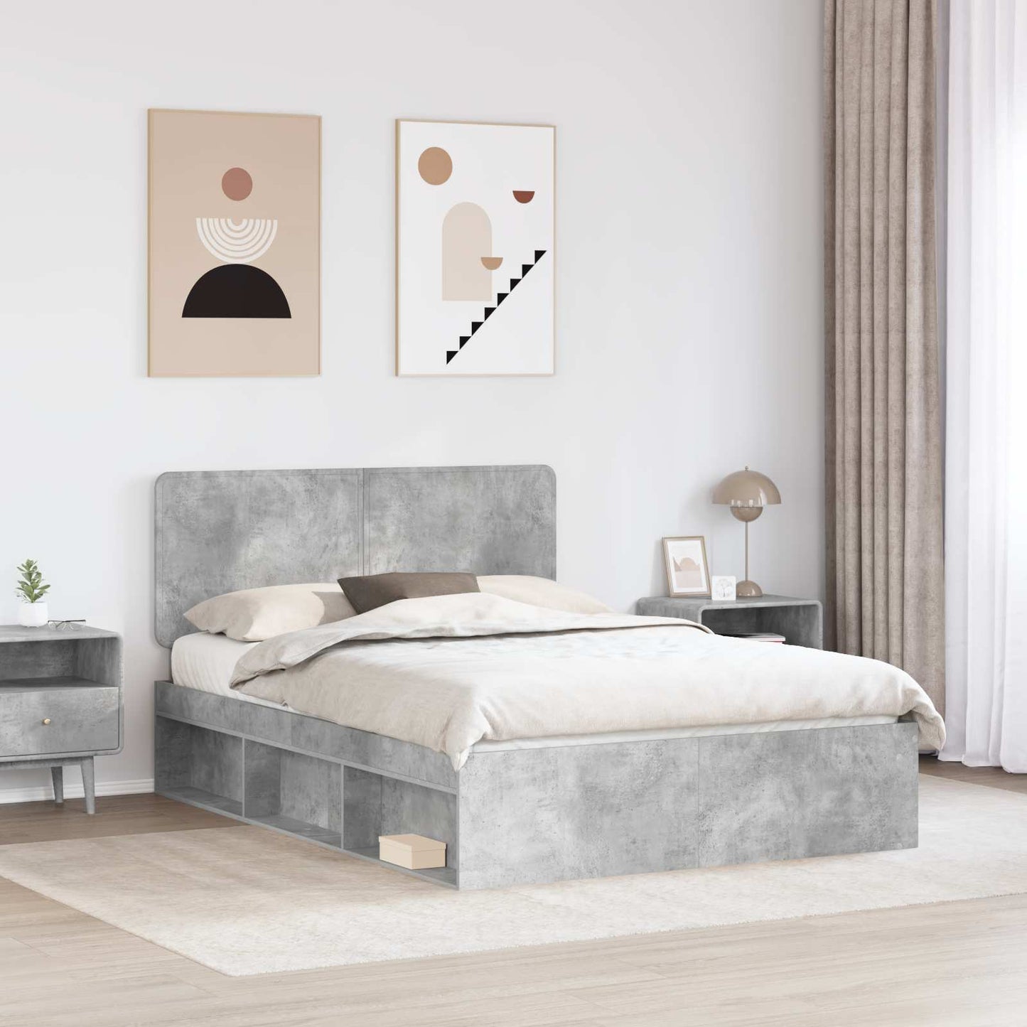 Struttura del letto Grigio ConcretÃ¨ 150 x 200 cm Pino massello