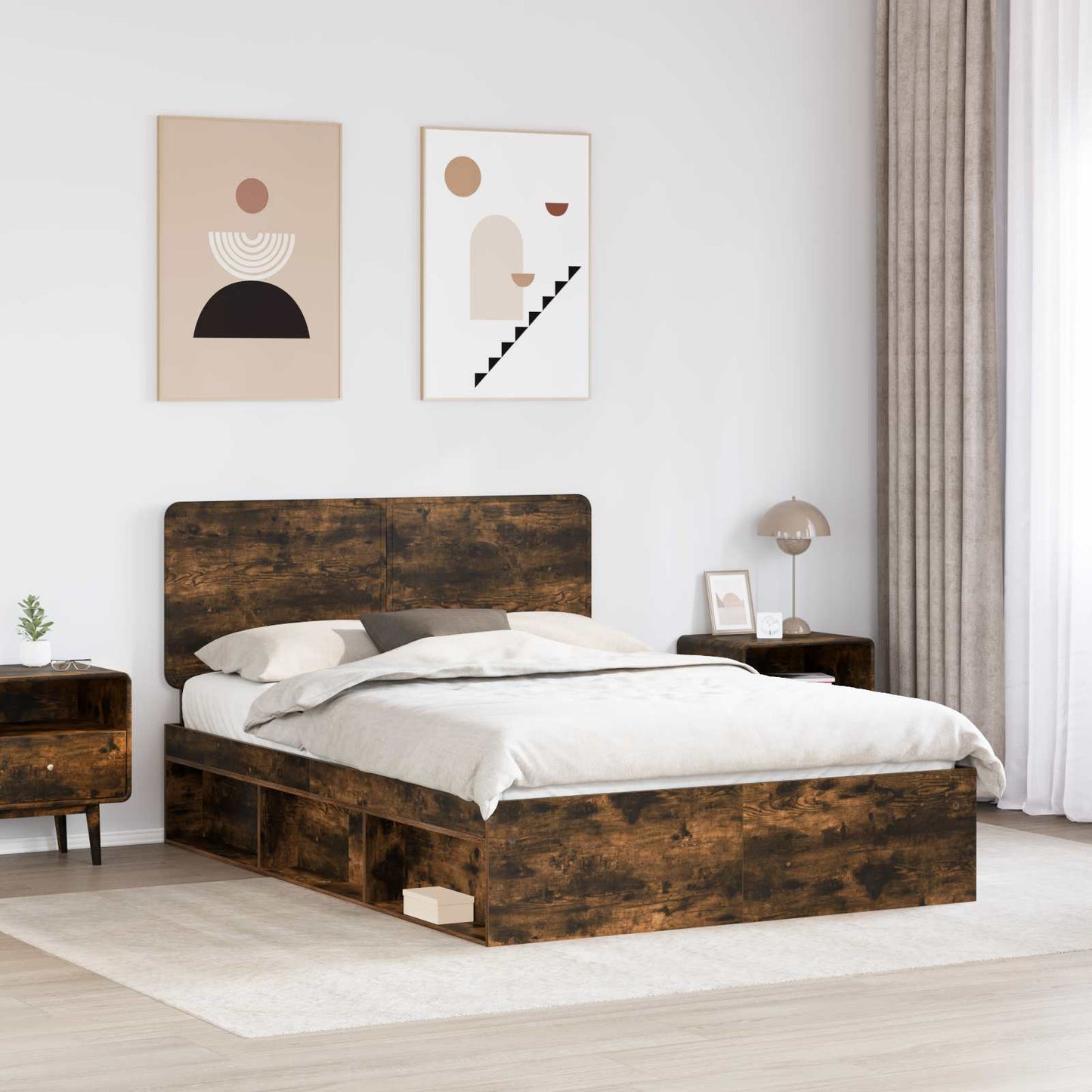 Struttura del letto Rovere fumÃ© 140 x 190 cm Pino massello