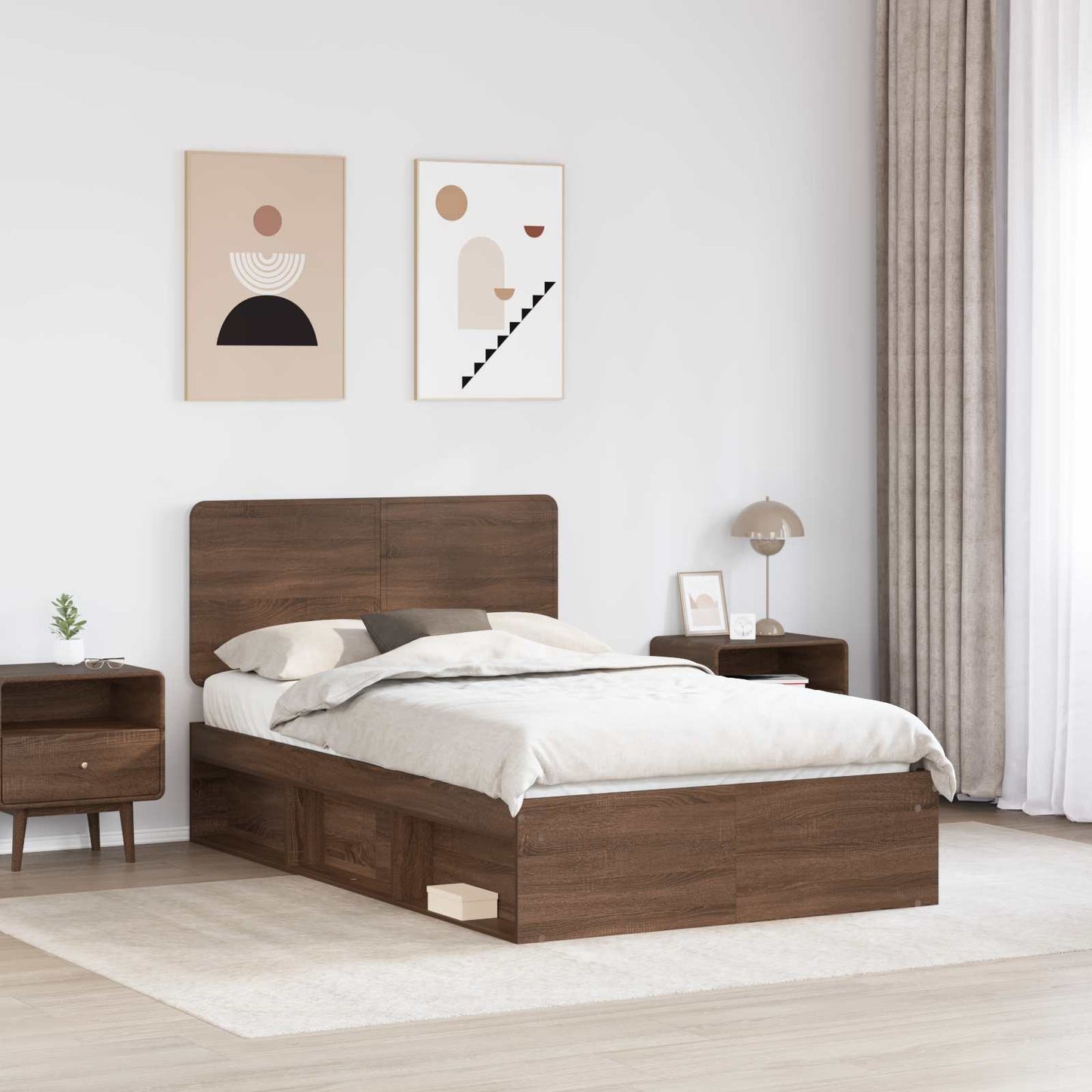 Struttura del letto Rovere Marrone 120 x 200 cm Pino massello