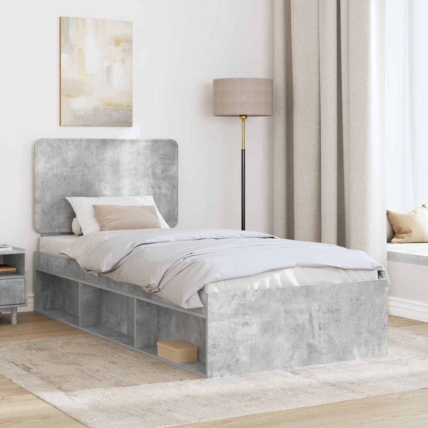 Struttura del letto Grigio ConcretÃ¨ 100 x 200 cm Pino massello