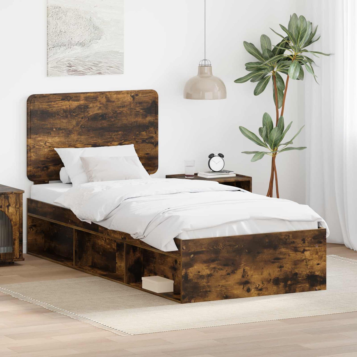 Struttura del letto Rovere fumÃ© 90 x 200 cm Pino massello