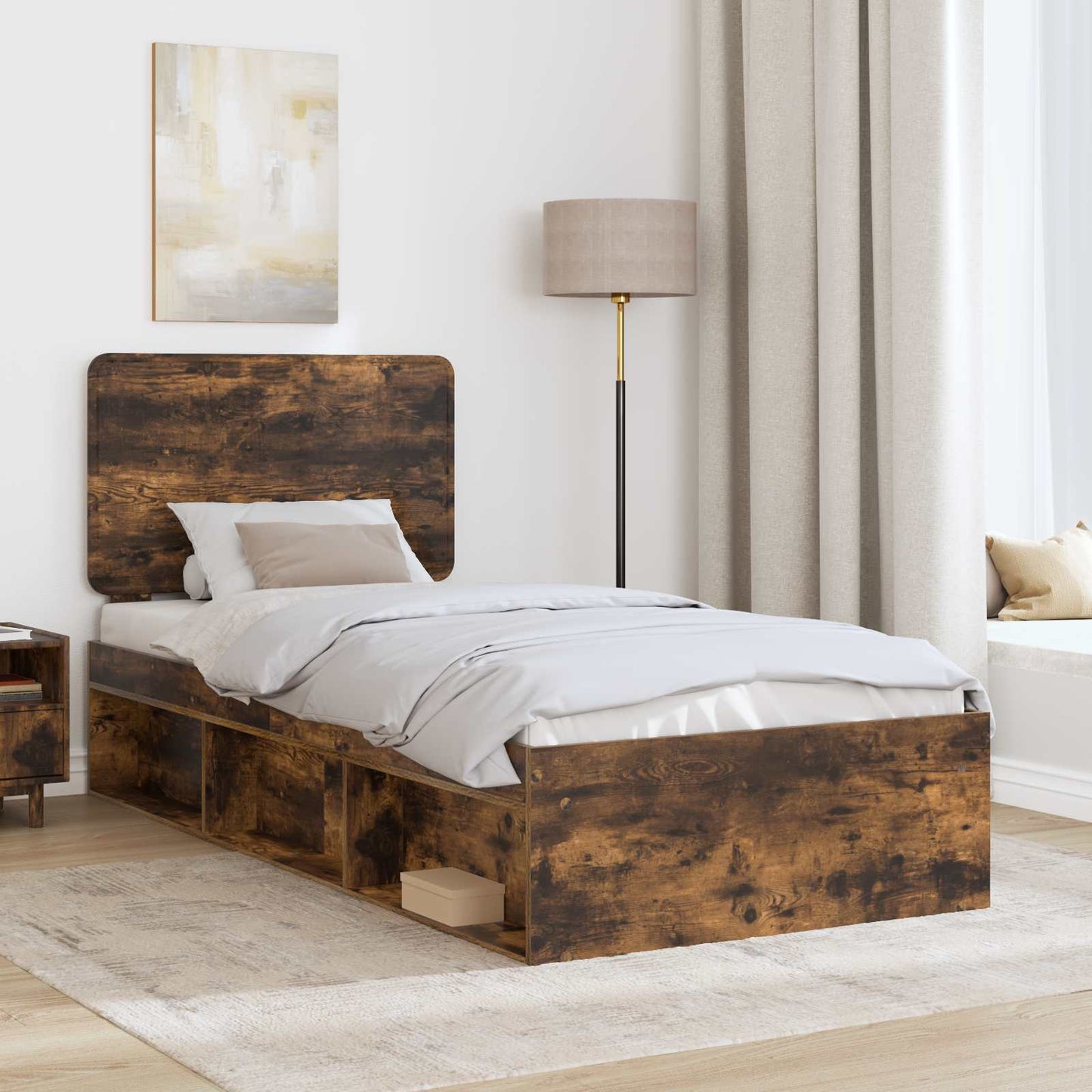 Struttura del letto Rovere fumÃ© 90 x 200 cm Pino massello