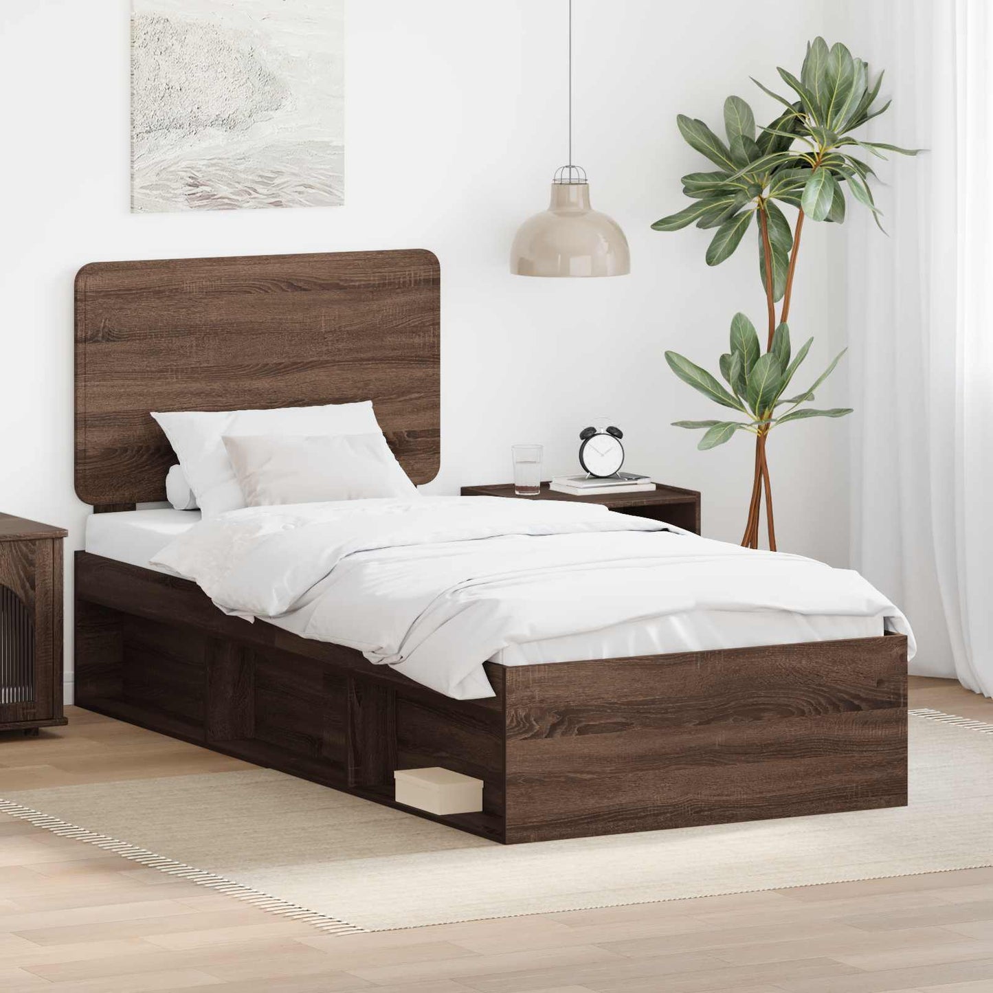 Struttura del letto Rovere Marrone 90 x 200 cm Pino massello