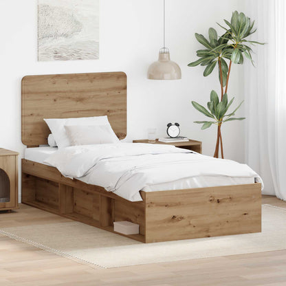 Struttura del letto con testiera Rovere artigianale 75 x 190 cm