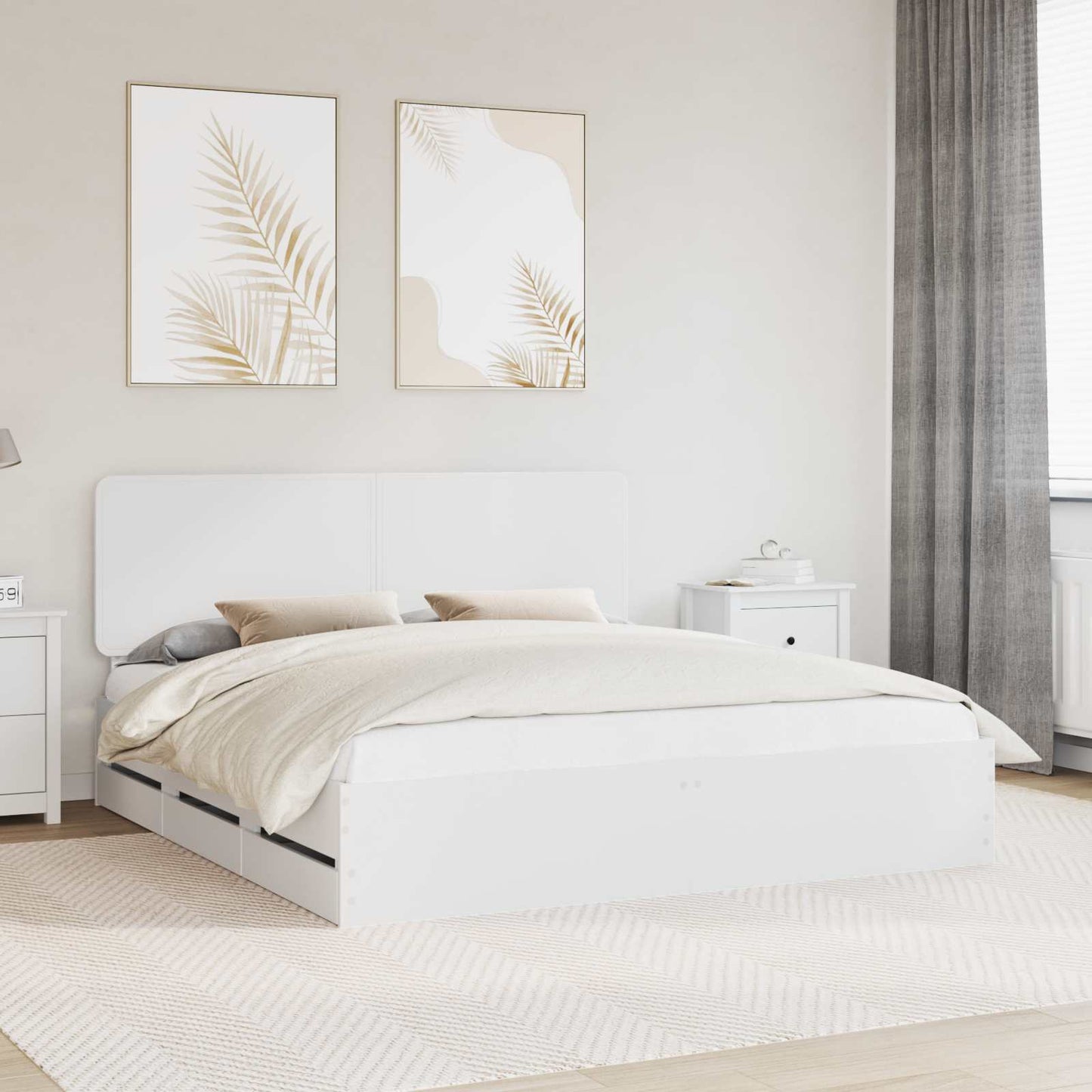 Struttura del letto Bianco 200 x 200 cm Legno Ingegnerizzato