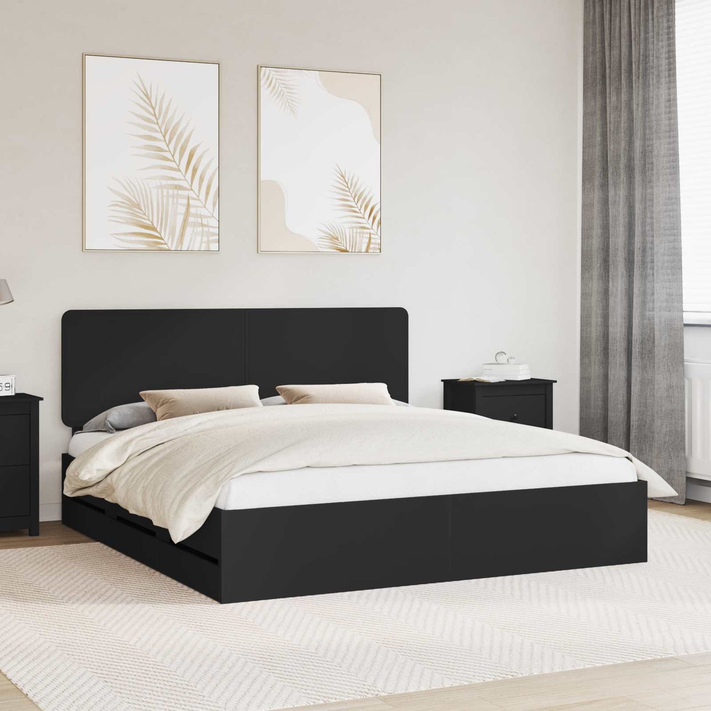 Struttura del letto Nero 200 x 200 cm Legno Ingegnerizzato