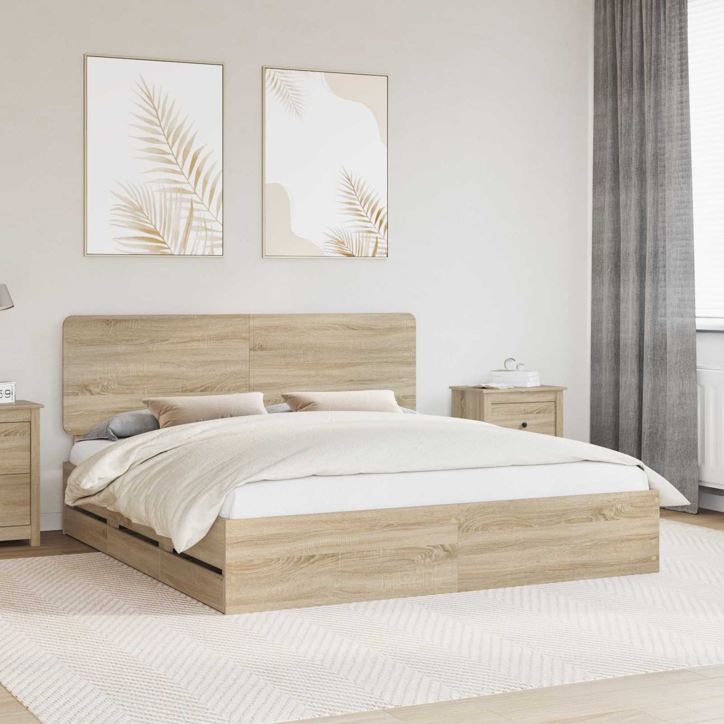Struttura del letto con cassetto Rovere Sonoma 200 x 200 cm