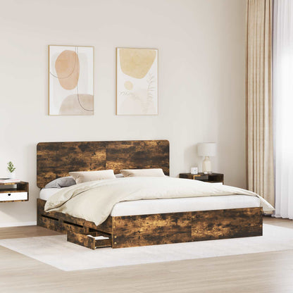 Struttura del letto con cassetto Rovere fumÃ© 200 x 200 cm