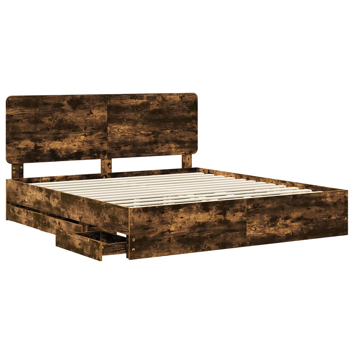 Struttura del letto con cassetto Rovere fumÃ© 200 x 200 cm