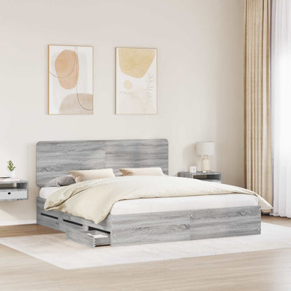 Struttura del letto con cassetto Grigio Sonoma 200 x 200 cm