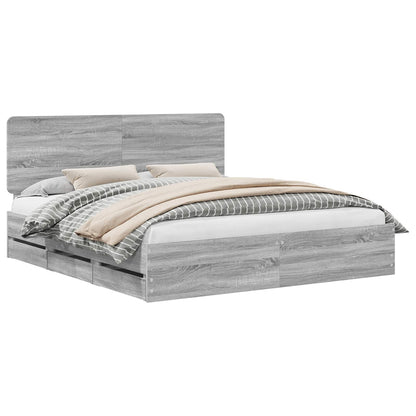 Struttura del letto con cassetto Grigio Sonoma 200 x 200 cm