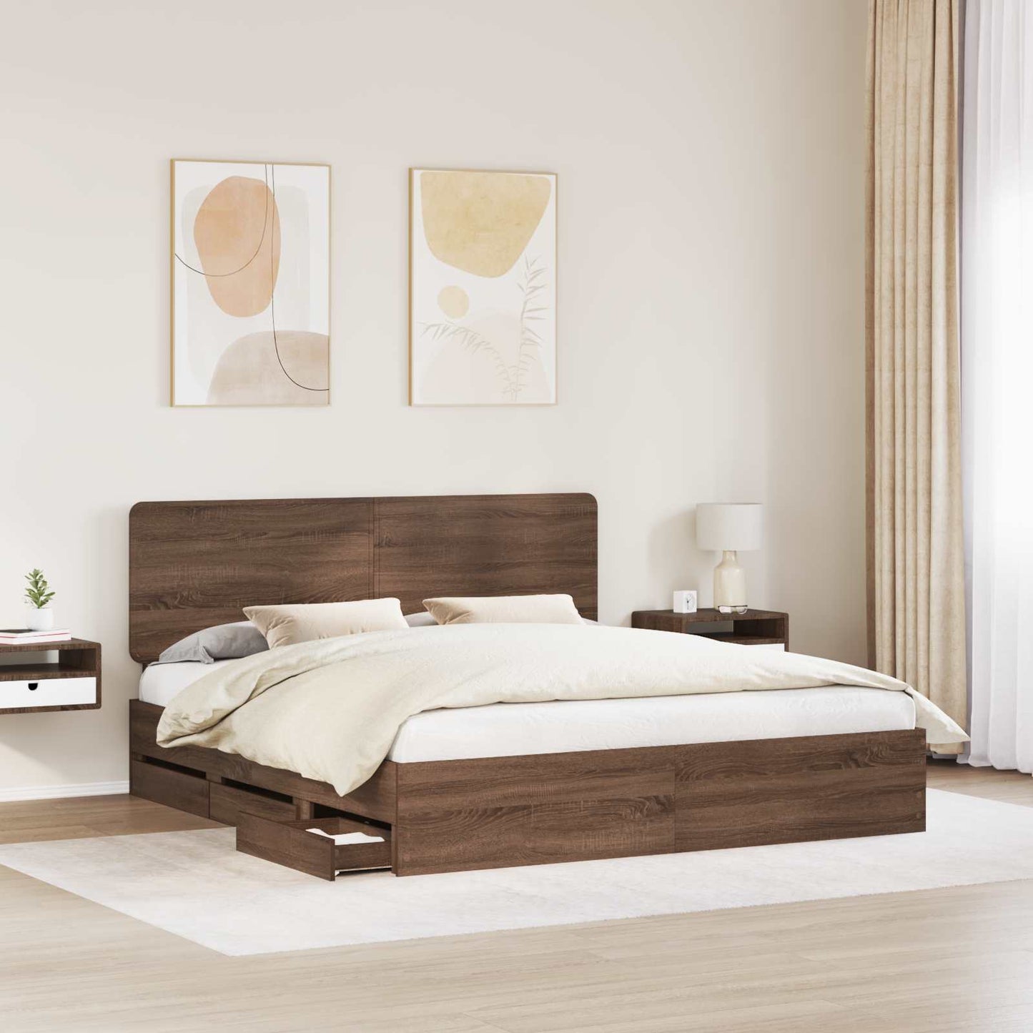 Struttura del letto con cassetto Rovere Marrone 200 x 200 cm
