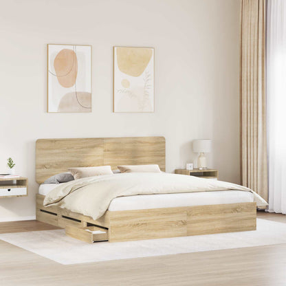 Struttura del letto con cassetto Rovere Sonoma 180 x 200 cm