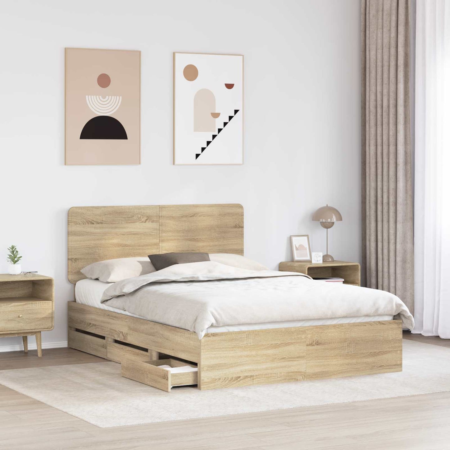 Struttura del letto con cassetto Rovere Sonoma 150 x 200 cm