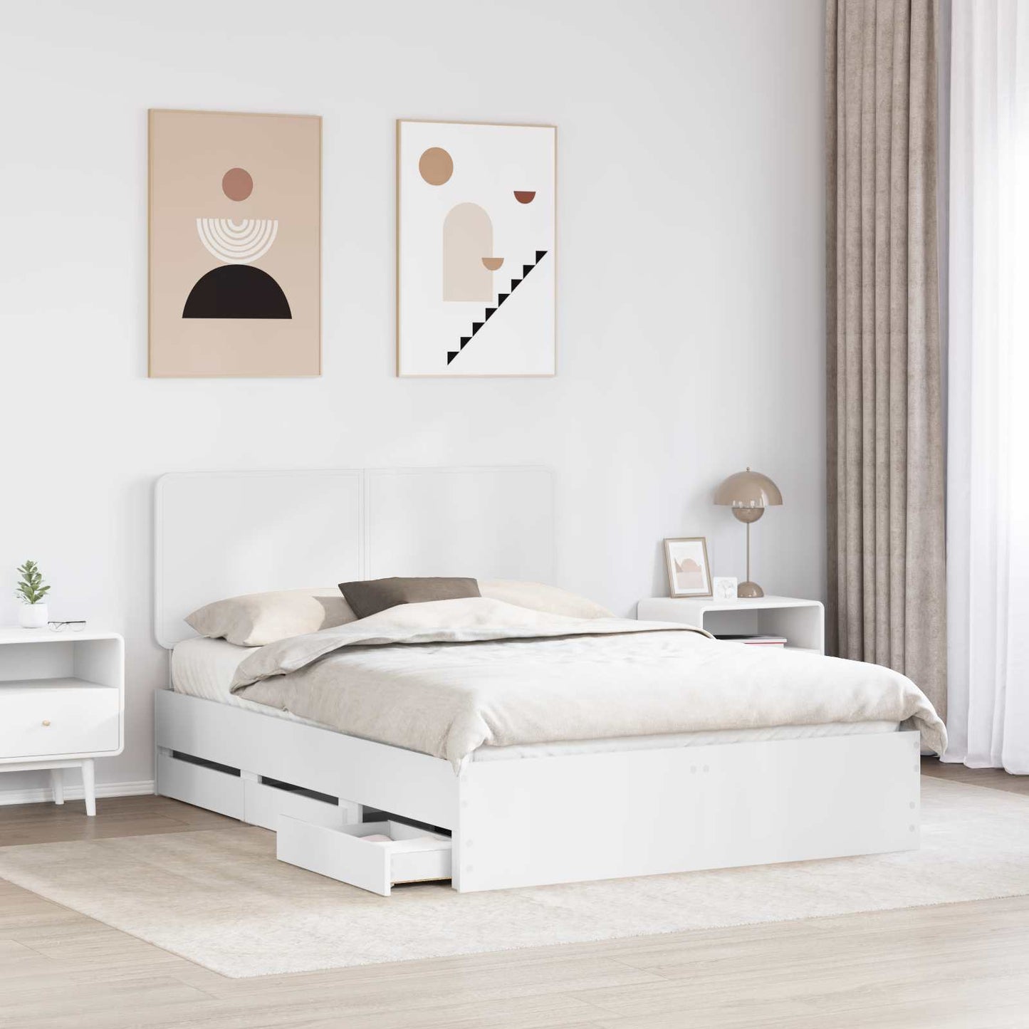 Struttura del letto Bianco 140 x 190 cm Legno Ingegnerizzato