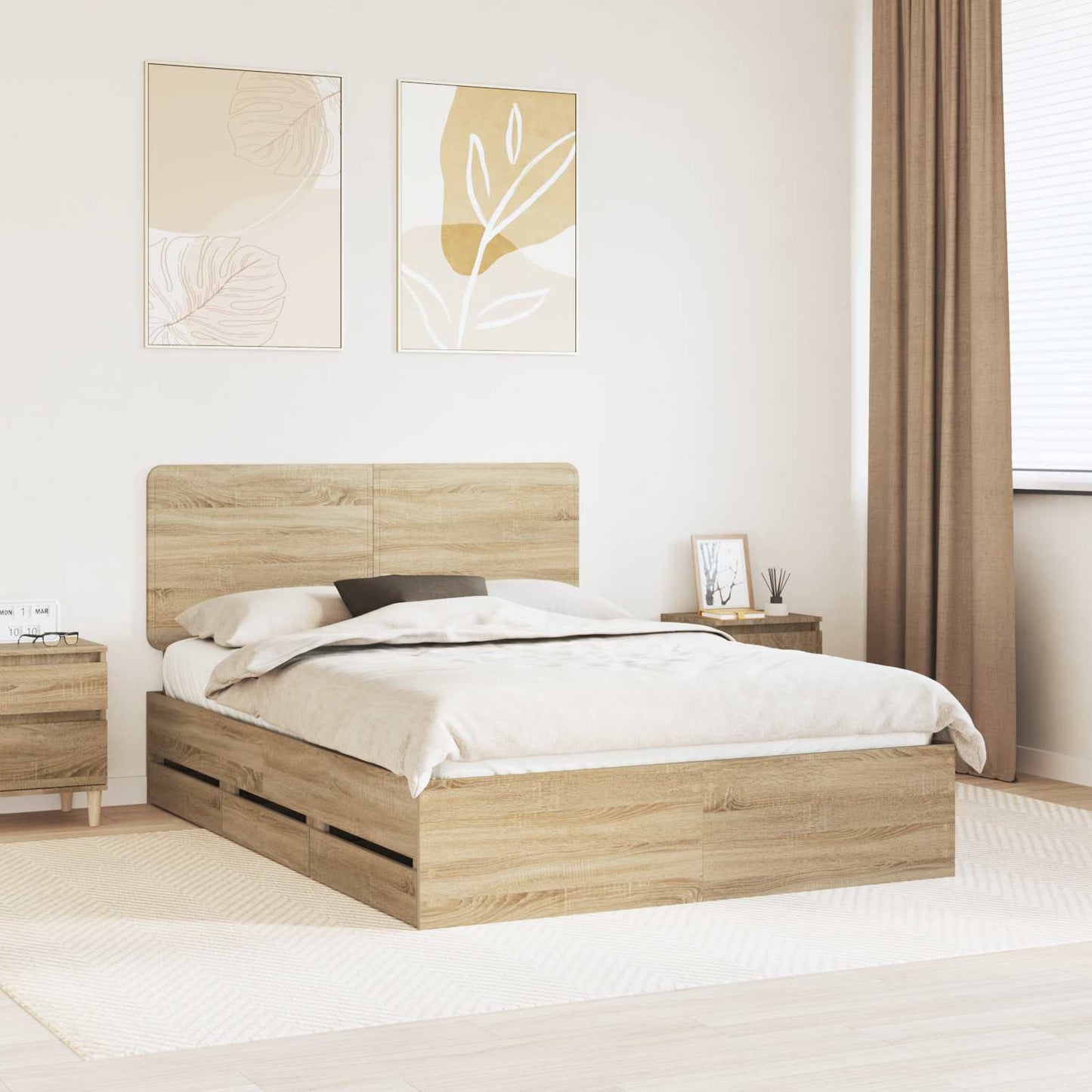 Struttura del letto con cassetto Rovere Sonoma 140 x 200 cm