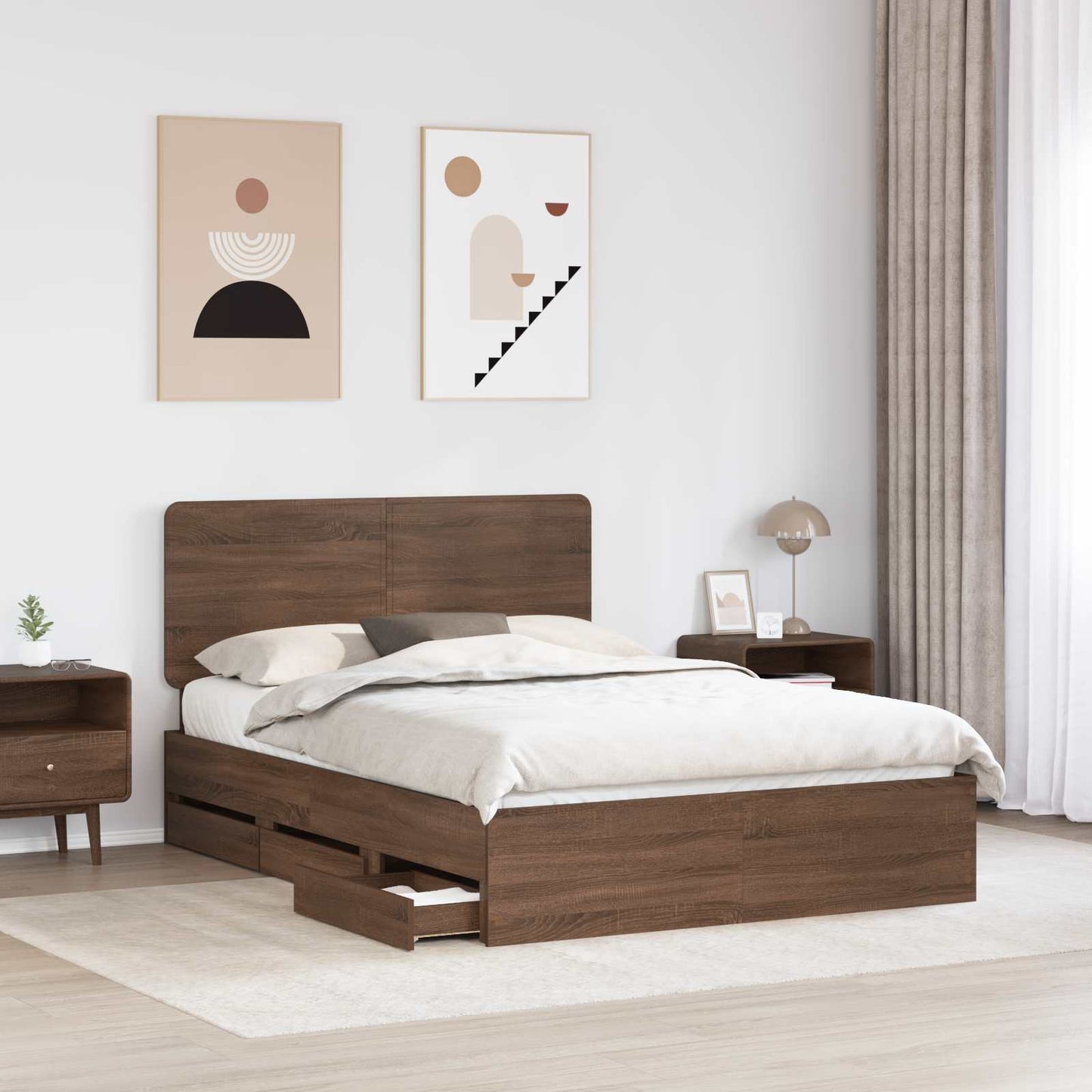 Struttura del letto con cassetto Rovere Marrone 140 x 200 cm