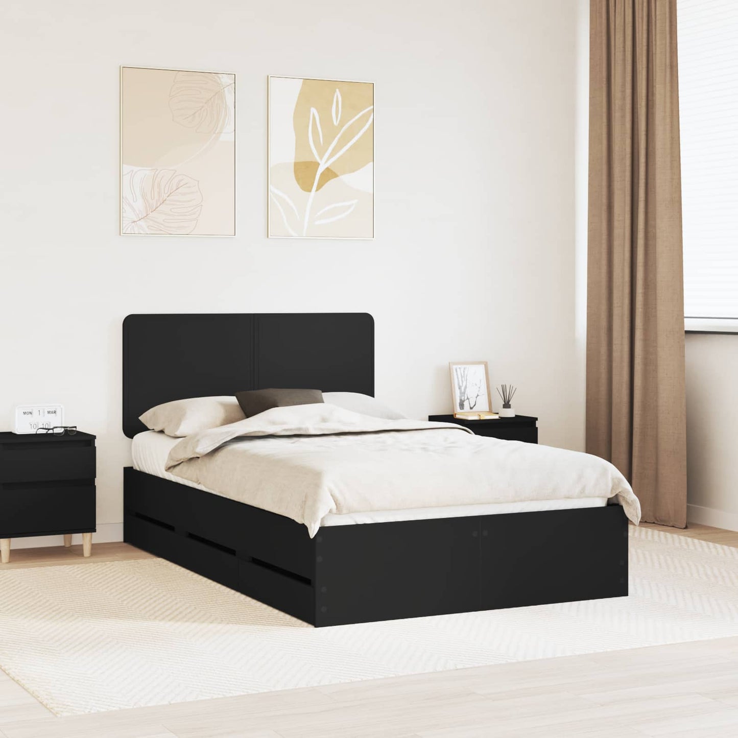 Struttura del letto Nero 135 x 190 cm Legno Ingegnerizzato