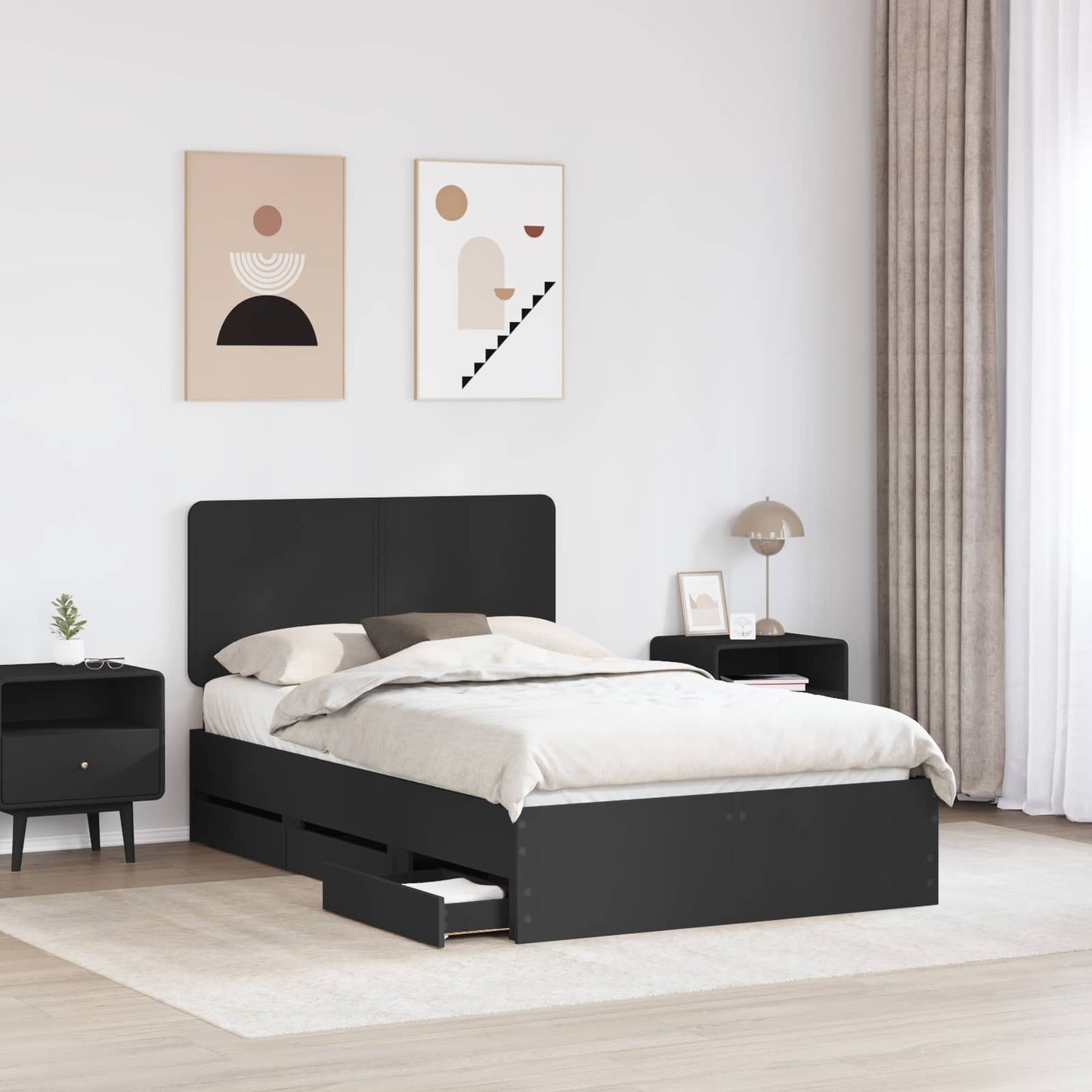 Struttura del letto Nero 120 x 190 cm Legno Ingegnerizzato