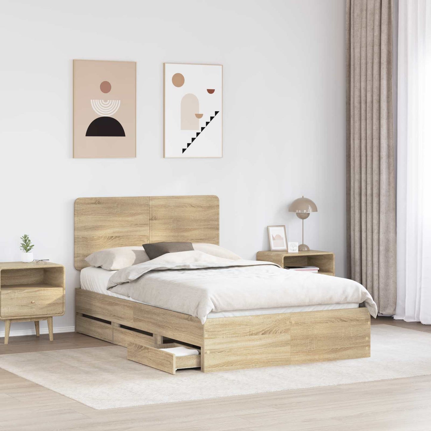 Struttura del letto con cassetto Rovere Sonoma 120 x 190 cm