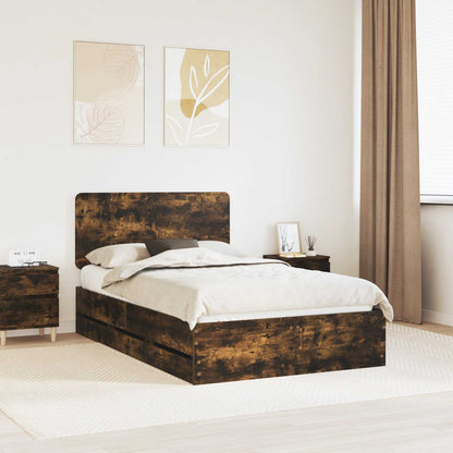 Struttura del letto con cassetto Rovere fumÃ© 120 x 190 cm