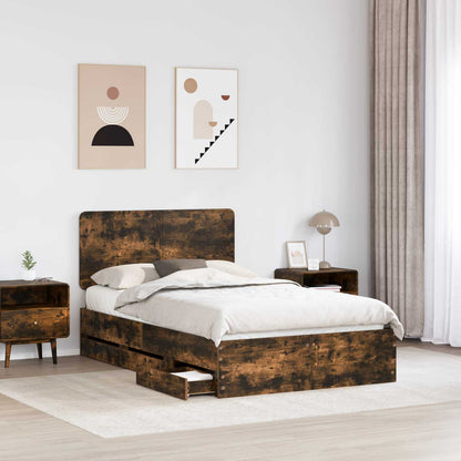 Struttura del letto con cassetto Rovere fumÃ© 120 x 190 cm
