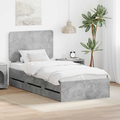 Struttura del letto con cassetto Grigio cemento 100 x 200 cm