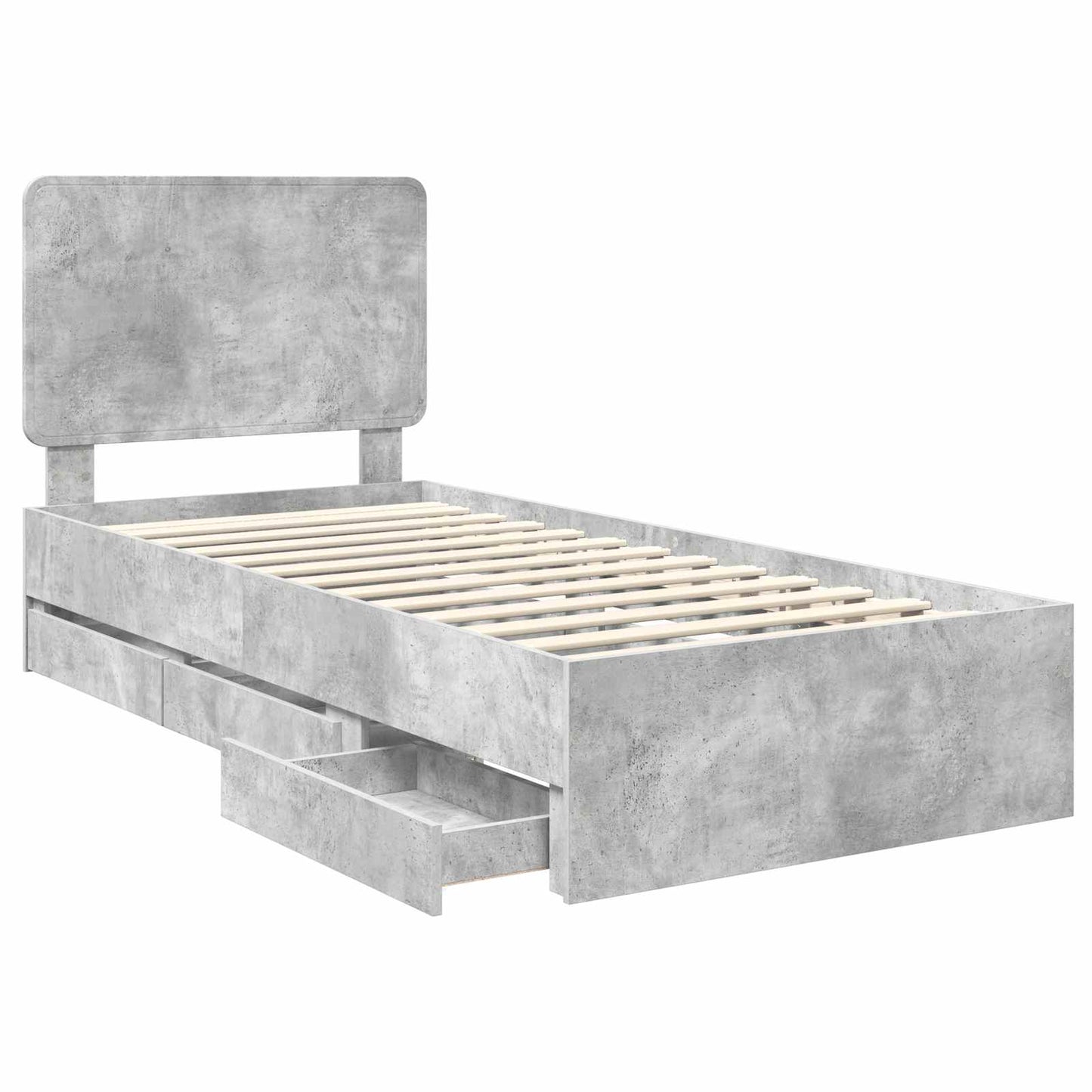Struttura del letto con cassetto Grigio cemento 100 x 200 cm