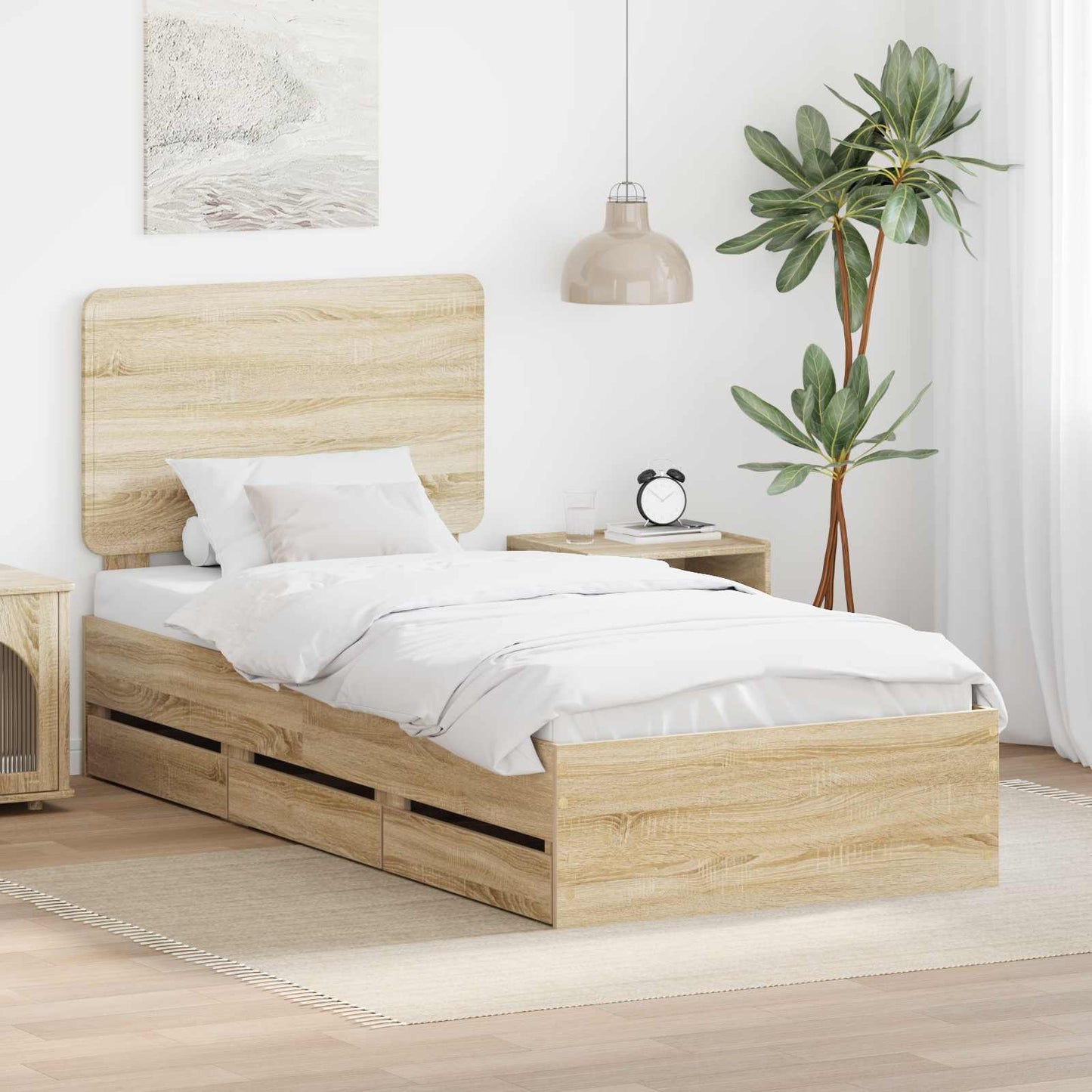 Struttura del letto con cassetto Rovere Sonoma 90 x 190 cm