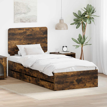 Struttura del letto con cassetto Rovere fumÃ© 90 x 190 cm