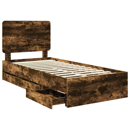 Struttura del letto con cassetto Rovere fumÃ© 90 x 190 cm