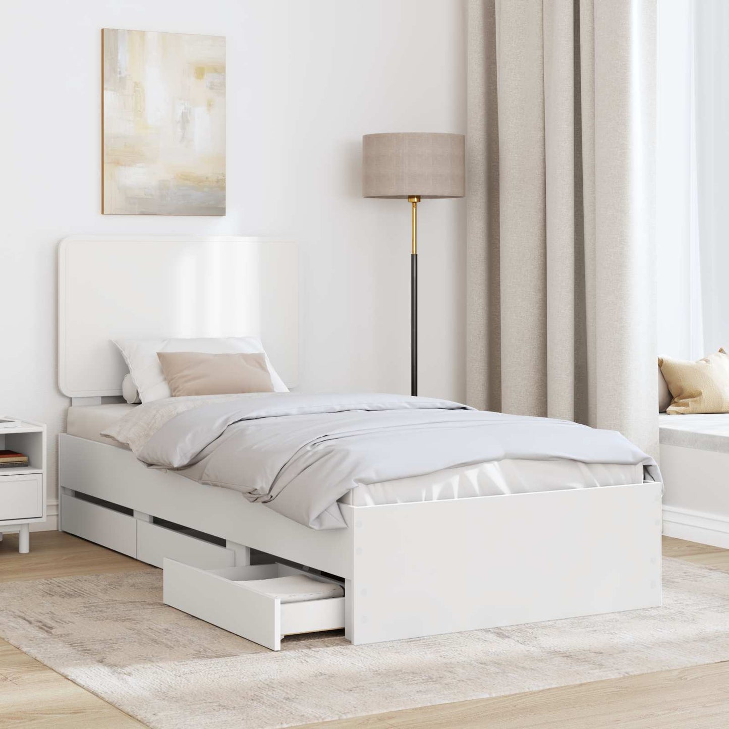 Struttura del letto Bianco 75 x 190 cm Legno Ingegnerizzato