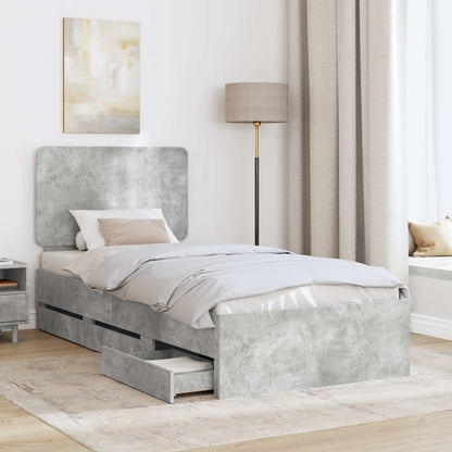 Struttura del letto con cassetto Grigio cemento 75 x 190 cm