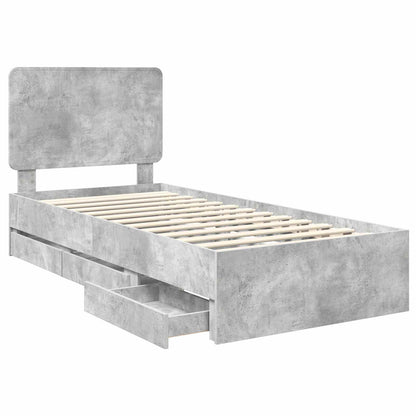 Struttura del letto con cassetto Grigio cemento 75 x 190 cm