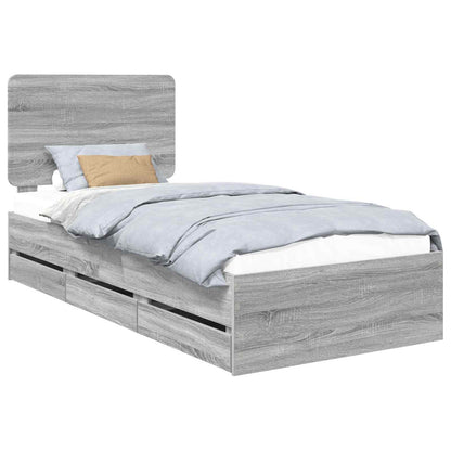 Struttura del letto con cassetto Grigio Sonoma 75 x 190 cm