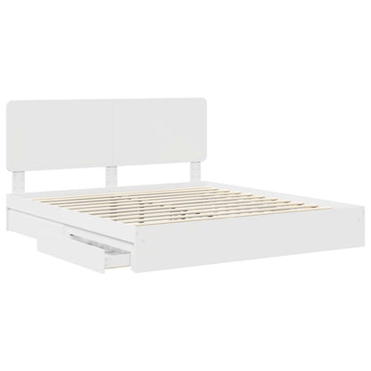 Letto con Contenitore Bianco 200 x 200 cm Legno multistrato