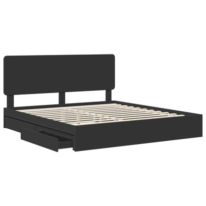 Letto con Contenitore Nero 200 x 200 cm Legno multistrato