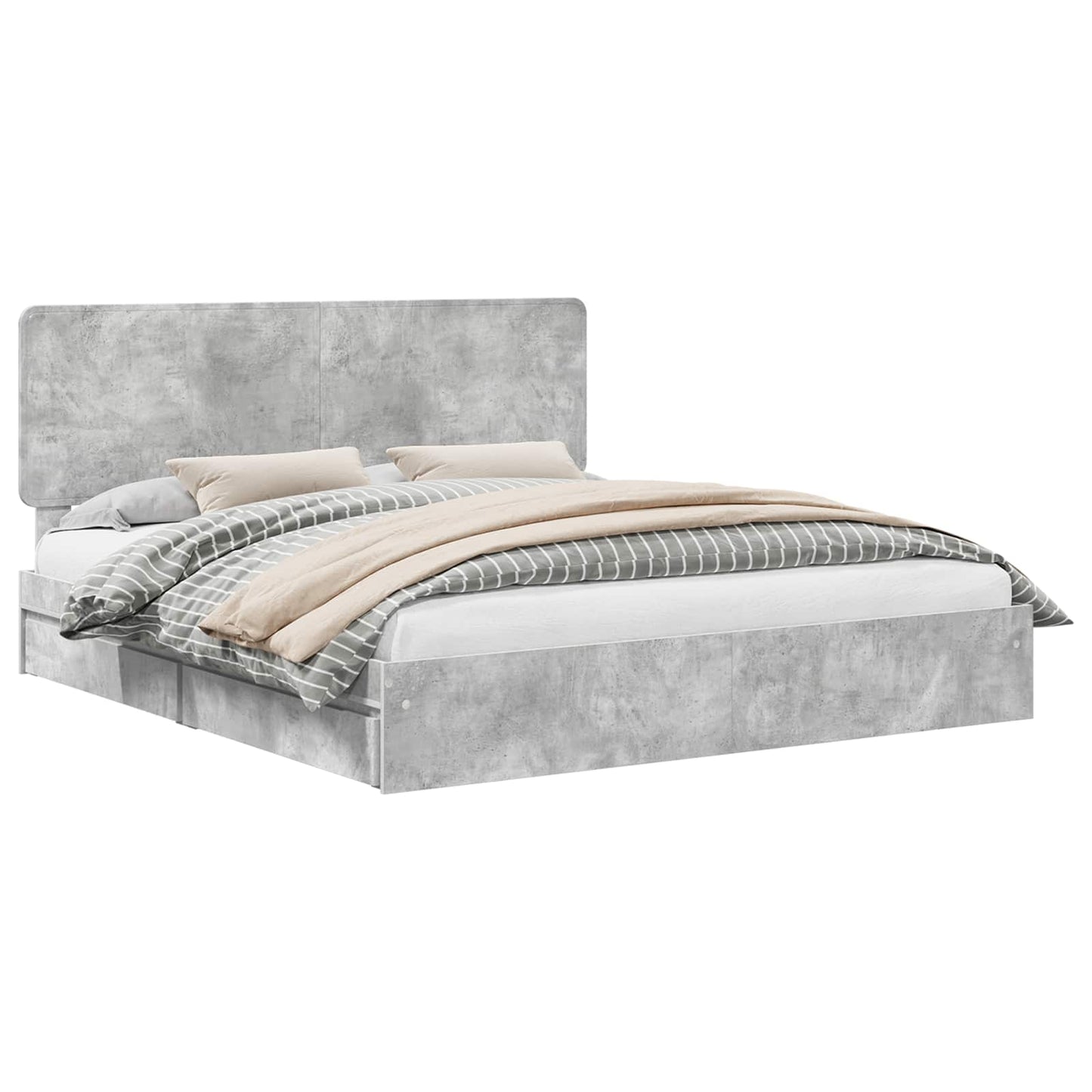 Letto con Contenitore con testiera Grigio cemento 200 x 200 cm