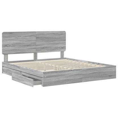 Letto con Contenitore con testiera Grigio Sonoma 200 x 200 cm
