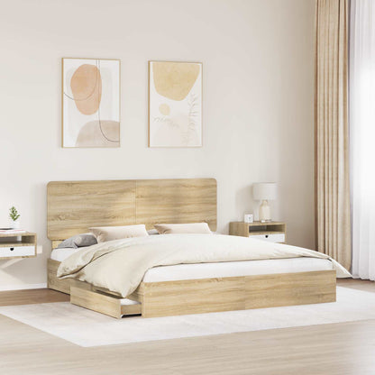 Letto con Contenitore con testiera Rovere Sonoma 180 x 200 cm